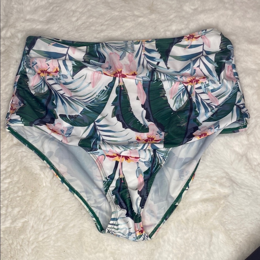 Bikini Bottoms Floral High-Waisted Size Medium